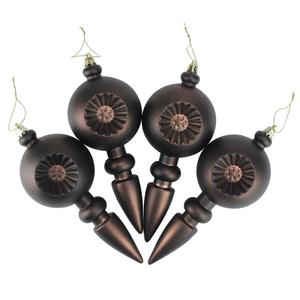 DAK 4ct. Brown Retro Reflect Christmas Finial Ornaments