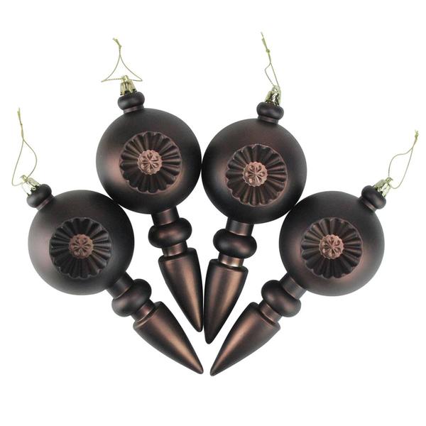 DAK 4ct. Brown Retro Reflect Christmas Finial Ornaments
