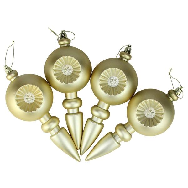 DAK 4ct. Gold Retro Reflect Shatterproof Christmas Ornaments
