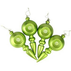 DAK 4ct. Matte Green Kiwi Retro Reflect Christmas Ornaments alternate view