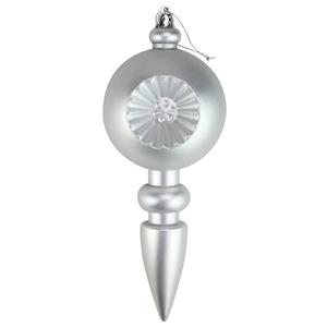 DAK 4ct. Matte Silver Retro Reflect Christmas Finial Ornament Set alternate view