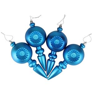 DAK 4ct. Turquoise Shatterproof Retro Reflect Christmas Ornaments alternate view