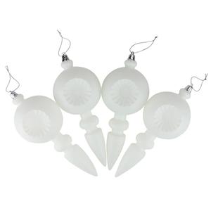 DAK 4ct. White Retro Reflect Matte Christmas Finial Ornaments alternate view