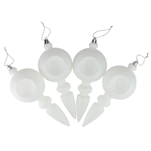 DAK 4ct. White Retro Reflect Matte Christmas Finial Ornaments alternate view