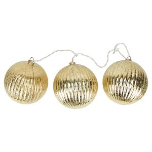 PENN 3ct. Gold Ribbed Ball Ornaments Christmas Light Set