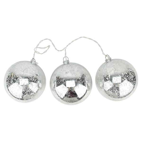 PENN 3pc. Lighted Mercury Glass Finish Christmas Ornaments