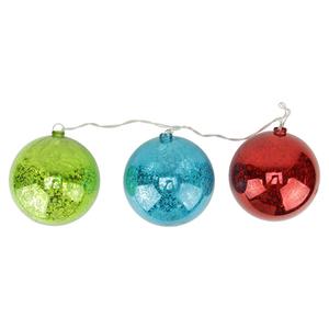 PENN 3ct. Lighted Multi-Color Glass Ball Christmas Ornaments