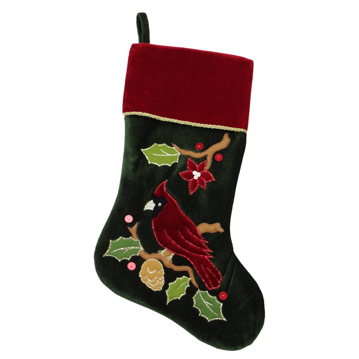 Northlight Seasonal 20in. Velveteen Cardinal Embroidered Stocking