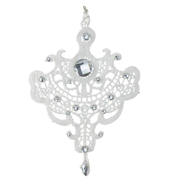 Melrose Elegant Jeweled Lace Doily Style Christmas Ornament