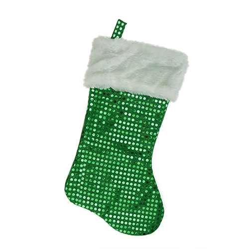 18in. Disco Sequined Christmas Stocking - Green