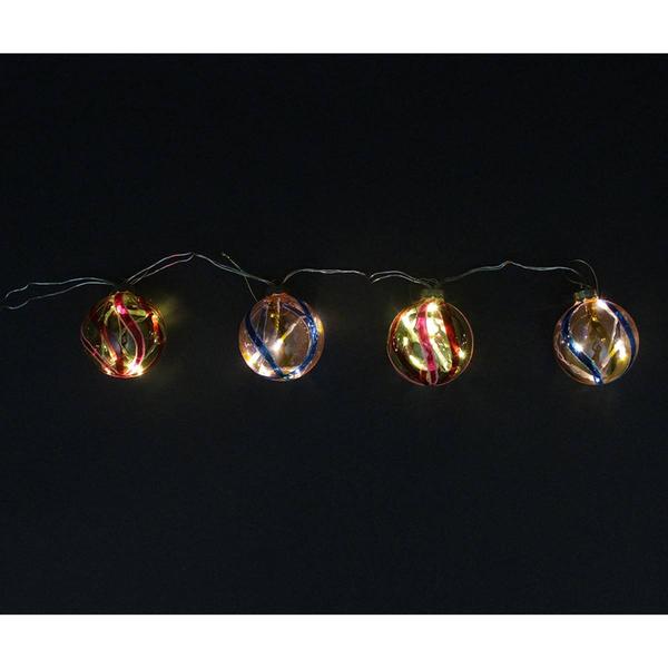 PENN Set of 4 LED Pink and Yellow Glass Ball Christmas Ornaments alternate view