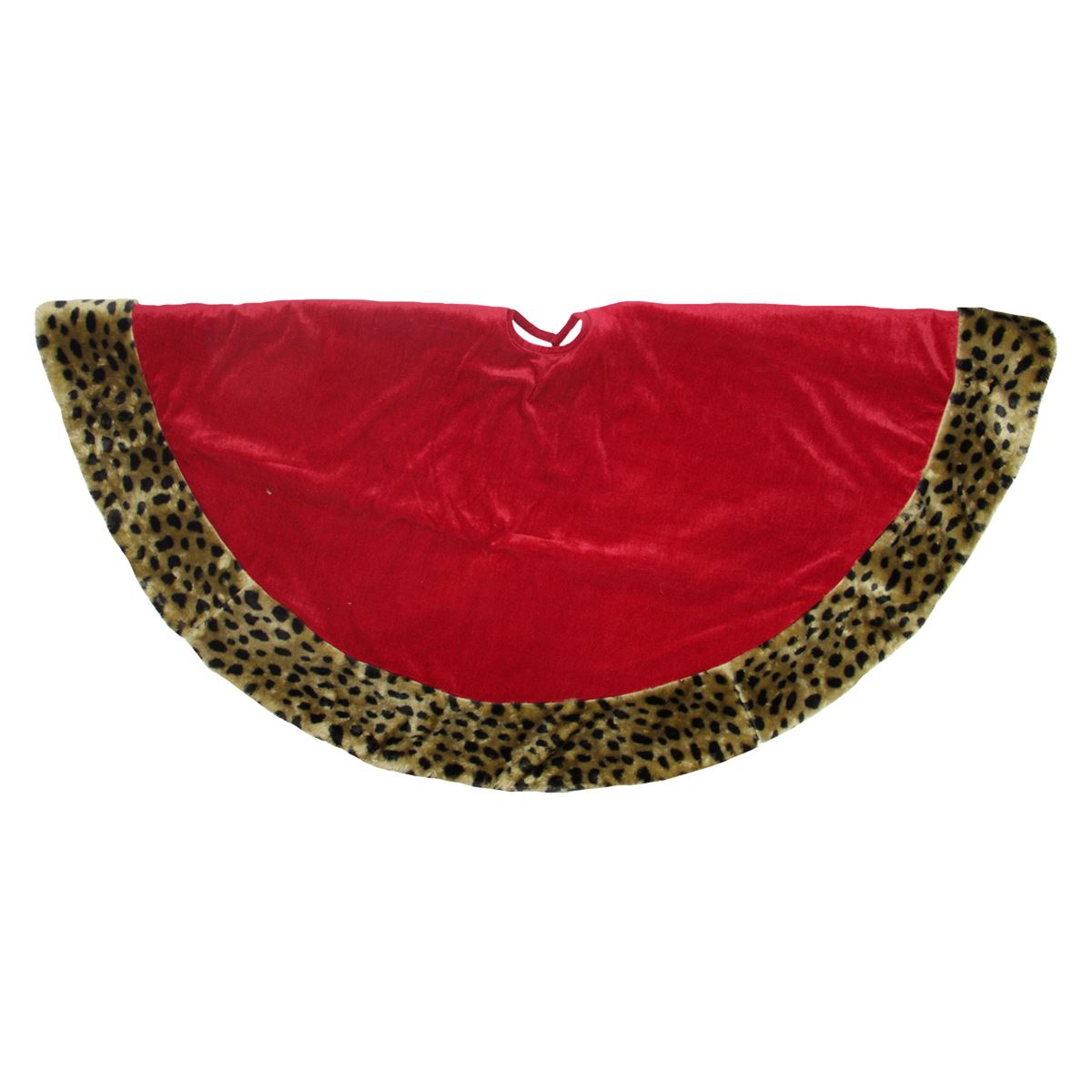 48in Cheetah Safari Christmas Tree Skirt - Red