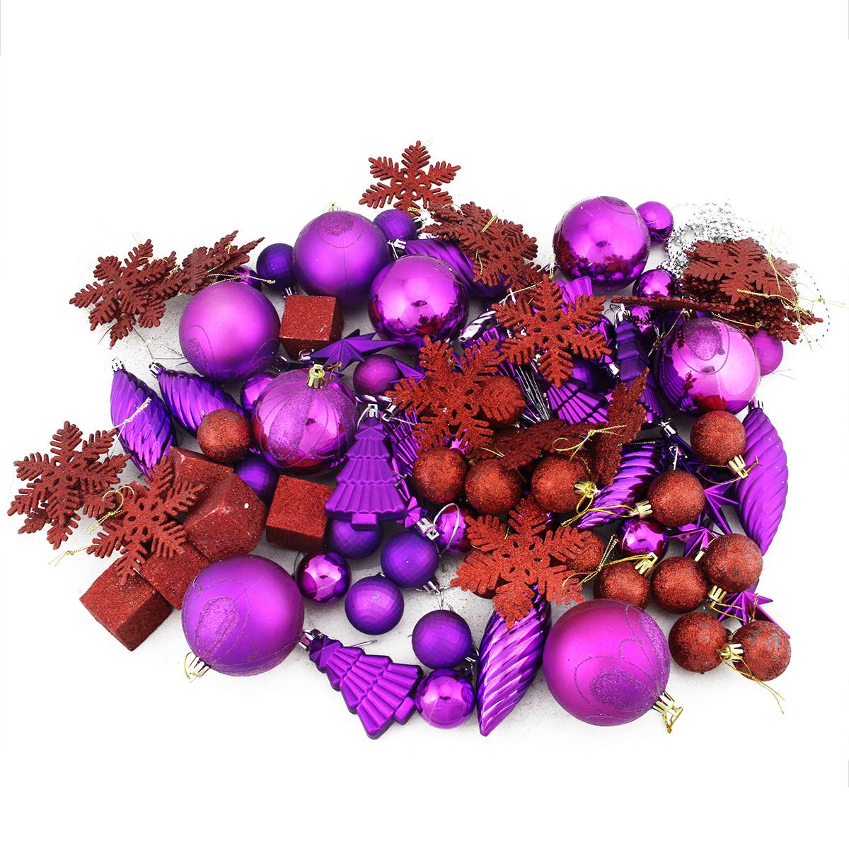 Vickerman 125pc.Shatterproof Purple Christmas Ornaments