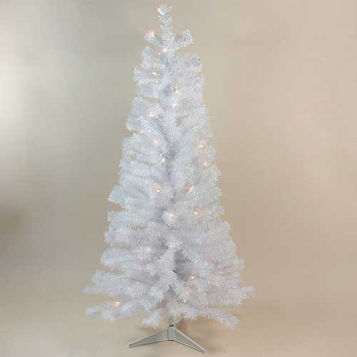 Pre-Lit Slim White Tinsel Christmas Tree - 4ft.