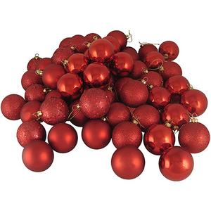 Northlight 4-Finish Red Round Christmas Ornaments - 32ct.