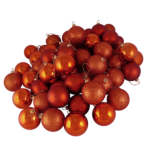 32ct. Burnt Orange 4-Finish Ornaments - 3.25in.