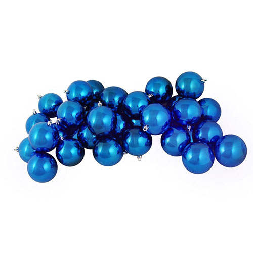 Shiny Lavish Blue Shatterproof Ornaments - 32ct.