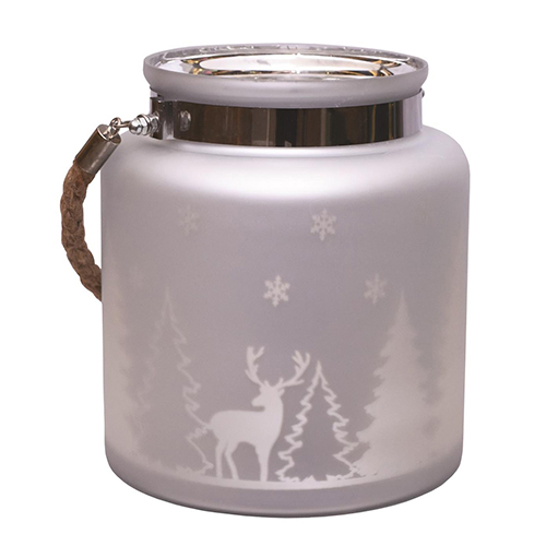 Northlight 8in. Silver Winter Scene Candle Holder With Handle