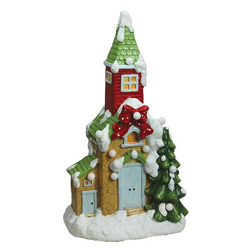 Northlight Pre-Lit Snow Covered Church Christmas Display