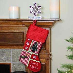 Northlight Cheers Holiday Patches Let It Snow Christmas Stocking alternate view