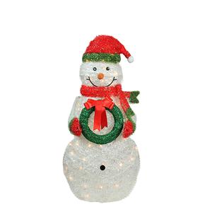 Northlight 38in. Pre-Lit Tinsel Snowman with Wreath