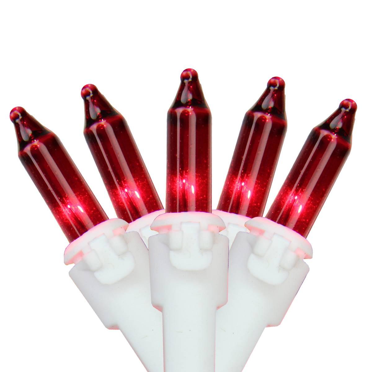 32602429 Red Mini White Wire 2.5 in. Spacing Christmas Light, Set of 100