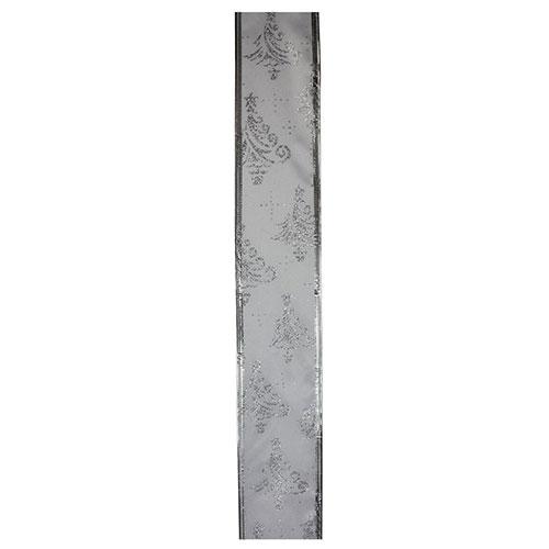 Northlight 12pk. Silver Glitter Trees Wired Ribbon alternate view