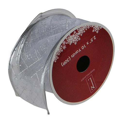 Northlight Seasonal 12 Spools Silver Diamond Wired Ribbon