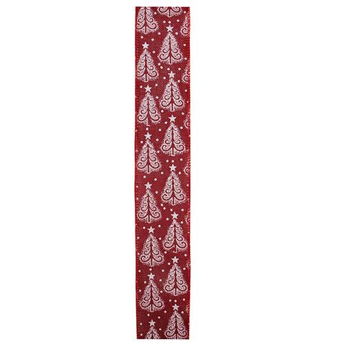 Northlight 12pk. Cranberry Red & White Trees Wired Ribbon alternate view