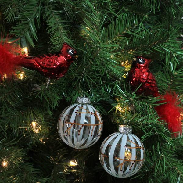 Northlight 4pc. Glitter Cardinal Shaped Glass Ornaments alternate view