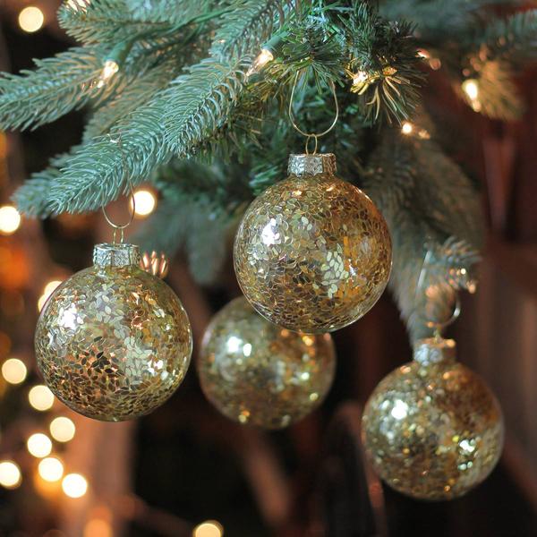 Northlight 4pc. Gold Seed Texture Glass Ornaments alternate view