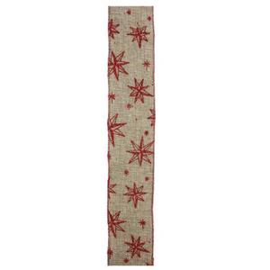 Northlight Red & Beige Star Wired Christmas Craft Ribbon alternate view
