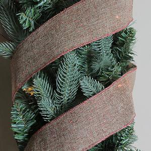 Northlight 12pk. Beige & Red Trim Wired Christmas Craft Ribbon alternate view