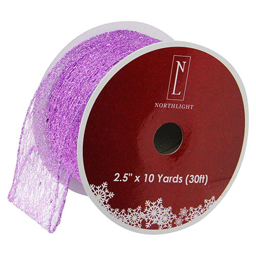 Northlight Seasonal 12pk. Purple Glittered Christmas Ribbon Spool