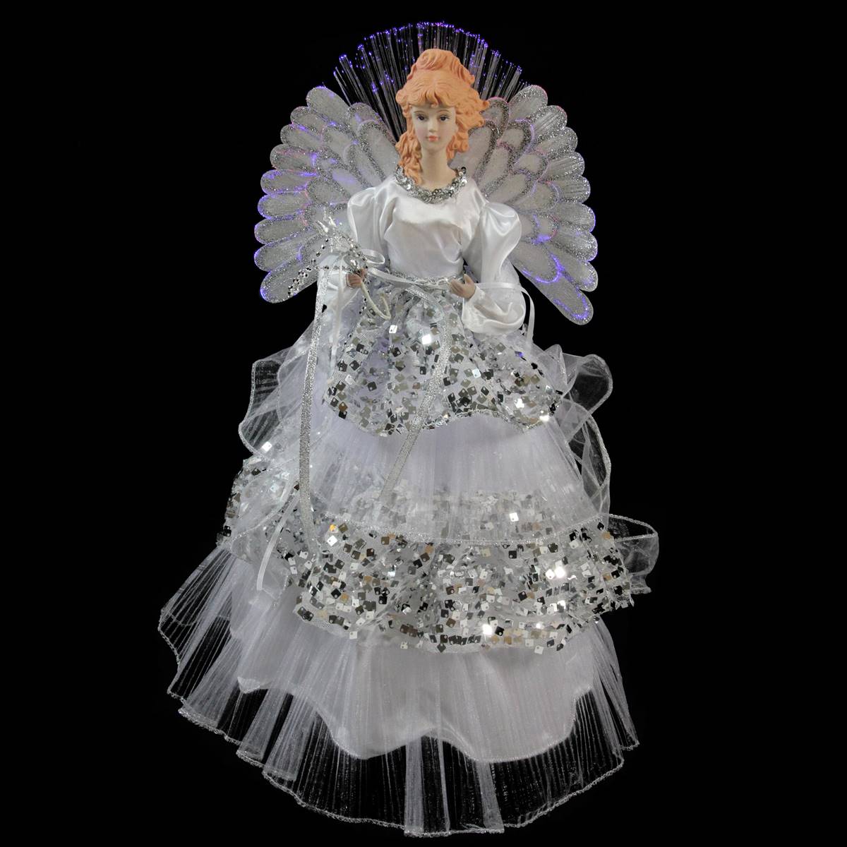 Northlight 16in. Fiber Optic Angel In Silver Gown Tree Topper