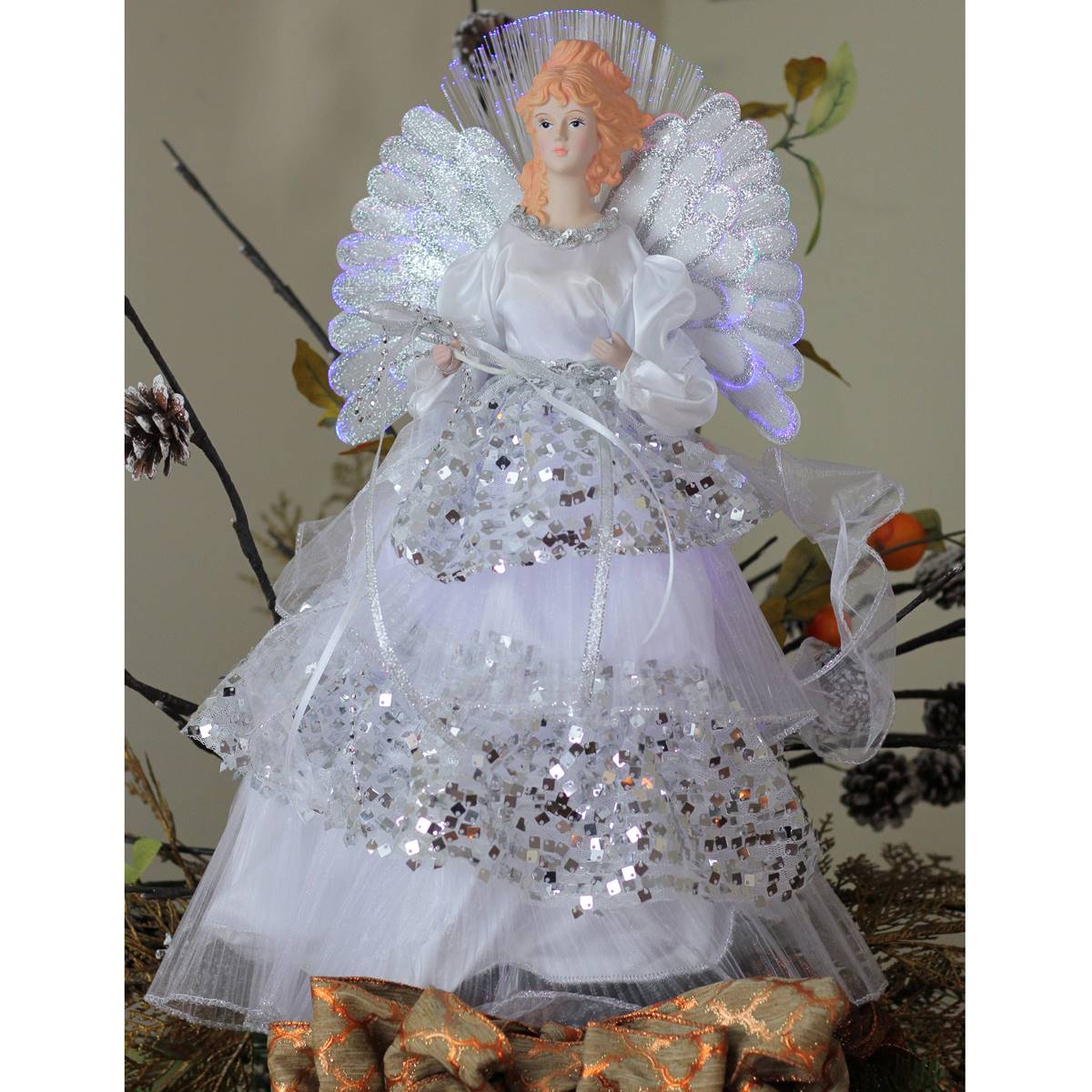 Northlight 16in. Fiber Optic Angel In Silver Gown Tree Topper