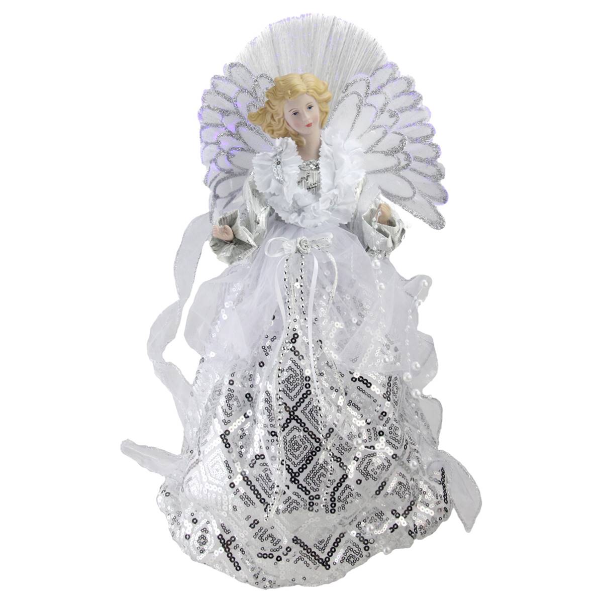 Northlight 16in. Fiber Optic Angel In Sequined Gown Tree Topper