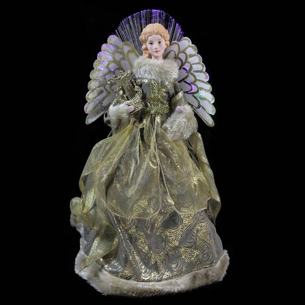Northlight Lighted Angel in Gown w/ Harp Christmas Tree Topper alternate view