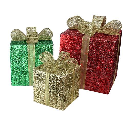 Northlight 3pc. Pre-Lit Prismatic Gift Box Outdoor Set