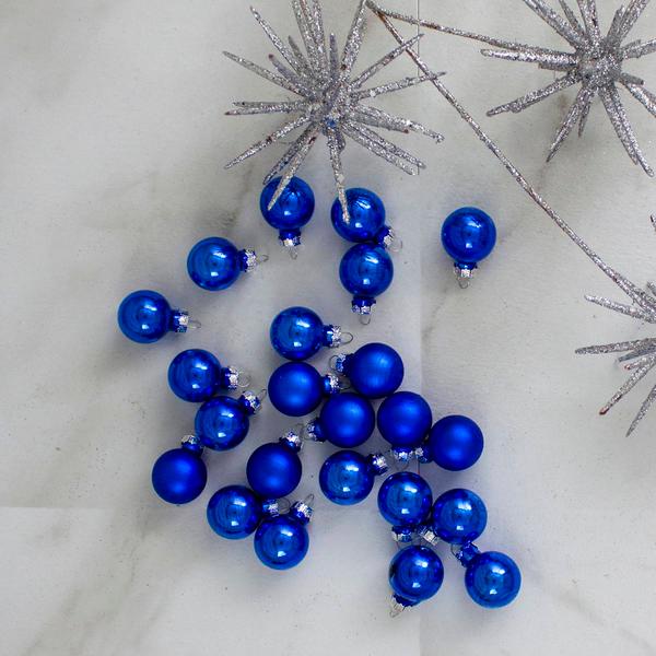 Northlight 24ct. Blue Glass Christmas Ball Ornaments alternate view