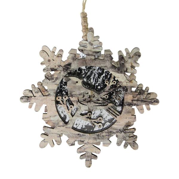 Northlight 6in. Wooden Snowflake with Bird Ornament