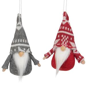 Northlight Grey & Red Santa Gnome Ornaments - Set of 2