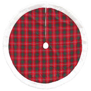 Dyno 48in. Red and White Plaid Border Christmas Tree Skirt