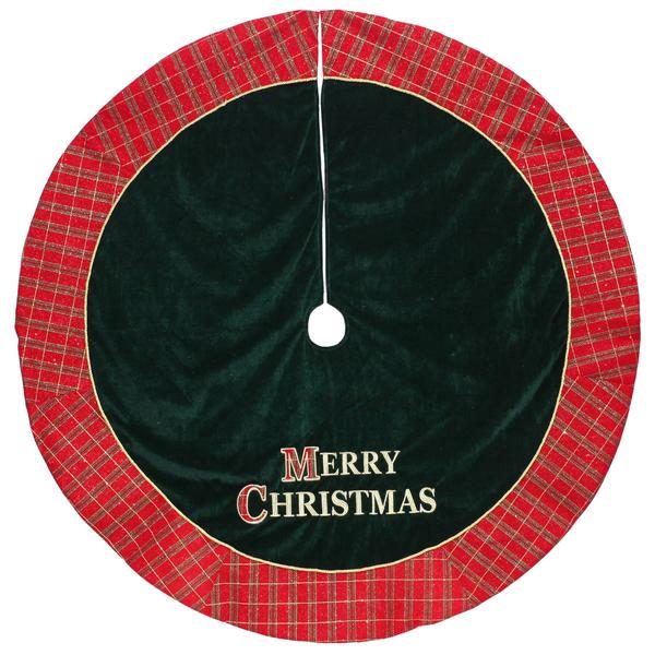 Dyno 48in. MERRY CHRISTMAS Plaid Christmas Tree Skirt