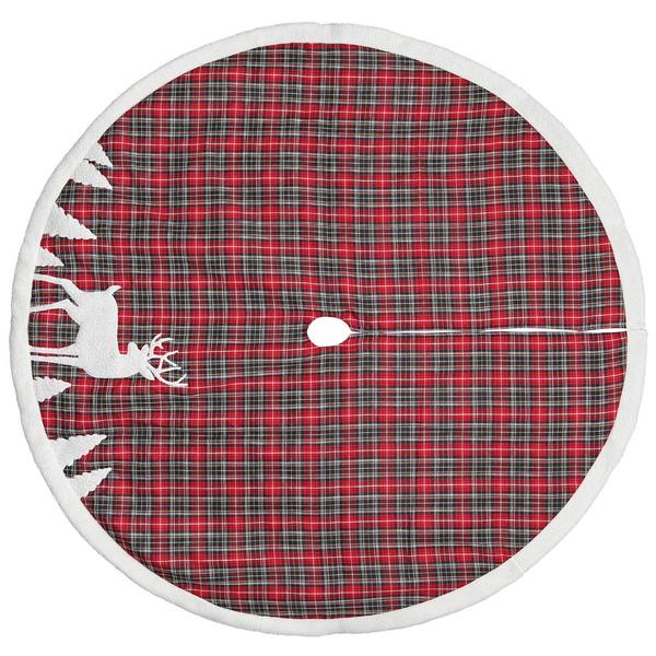 Dyno Seasonal 48in. Plaid Deer Applique Tree Skirt alternate view