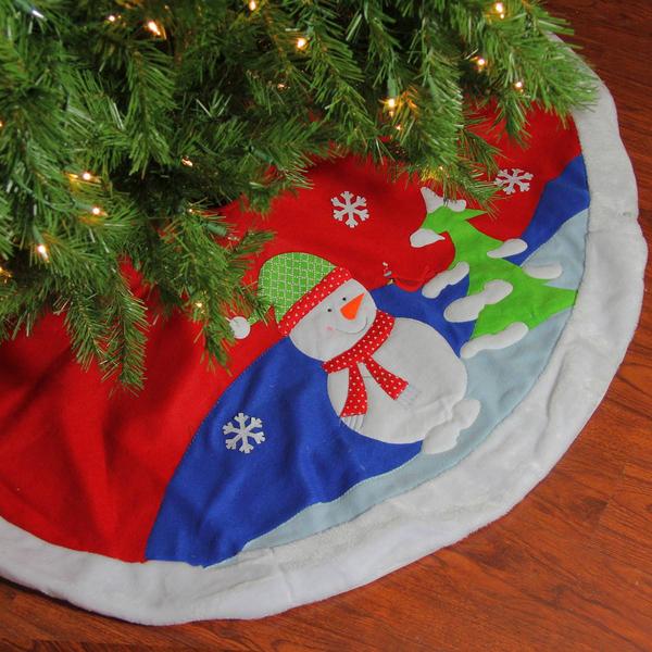 Dyno 48in. Red Fleece Christmas Snowman Winter Tree Skirt alternate view