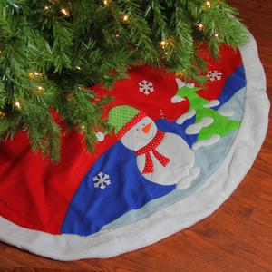 Dyno 48in. Red Fleece Christmas Snowman Winter Tree Skirt alternate view