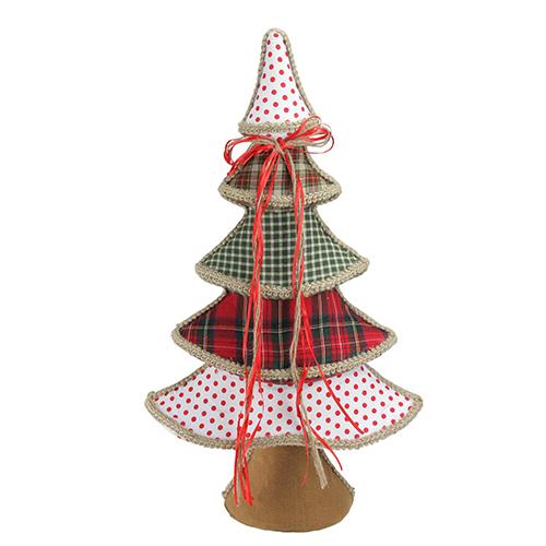 Northlight Plaid & Polka Dot Christmas Tree with Ribbon Bow Decor
