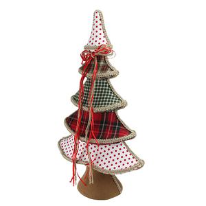 Northlight Plaid & Polka Dot Christmas Tree with Ribbon Bow Decor alternate view