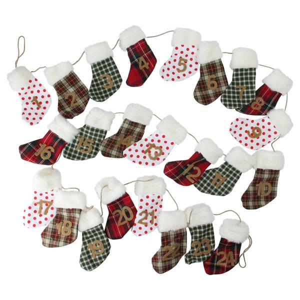 Northlight 8ft. Countdown to Christmas Plaid Stocking Garland